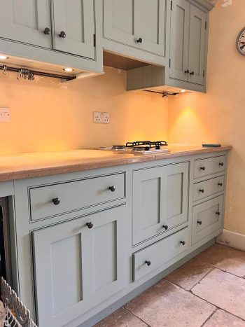 After Regal Touch Professional Decorating repainting of kitchen furniture cupboards cabinets cleaned room in Weston-super-Mare Bristol